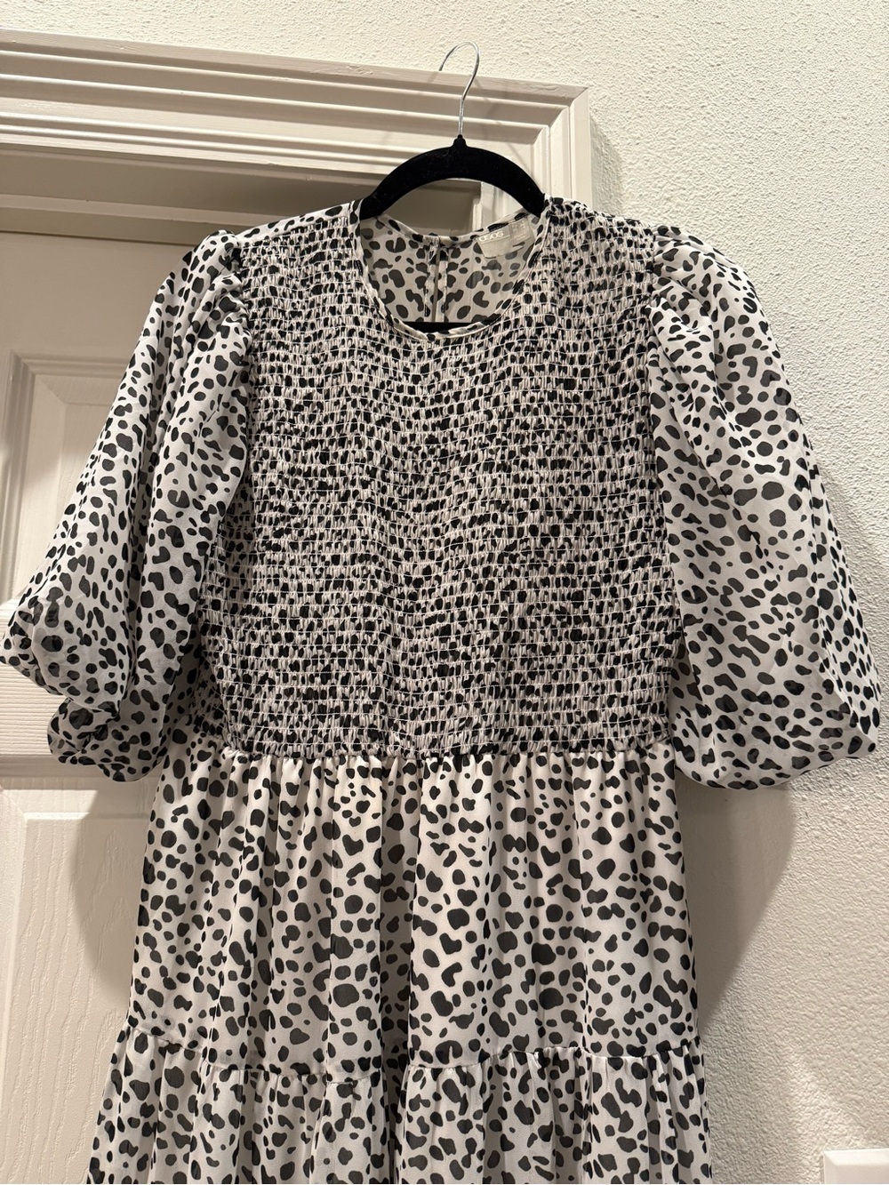 ASOS Black and White Smocked Midi Dress - Picture 2 of 6
